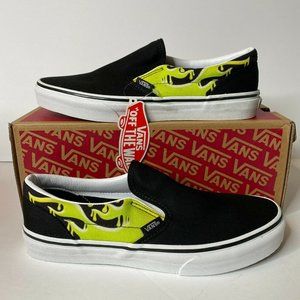 Vans Classic Slip on Slime Flame Skate Shoes Sneakers Black Women 8.5 / Boys 7